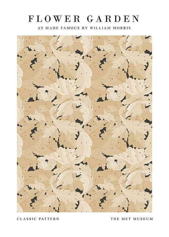 Dense pattern with stylized flowers, leaves and winding stems in beige and muted green tones-12