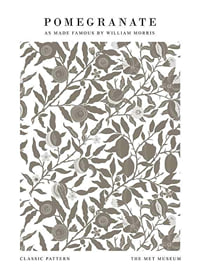Graphic pattern with stylized pomegranates, green leaves and winding branches against a dark background-1