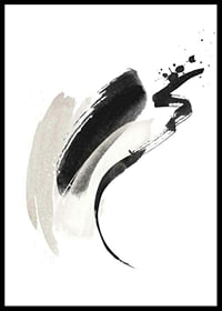 Abstract brush strokes in black and gray on white background-0
