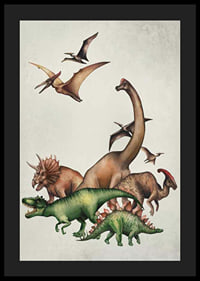 Illustrierte Dinosaurier und Flugsaurier in sanften Farben-4