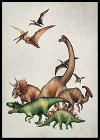 Illustrierte Dinosaurier und Flugsaurier in sanften Farben-6