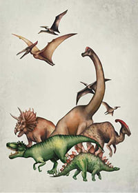 Illustrierte Dinosaurier und Flugsaurier in sanften Farben-7