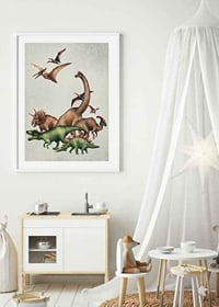 Illustrierte Dinosaurier und Flugsaurier in sanften Farben-8