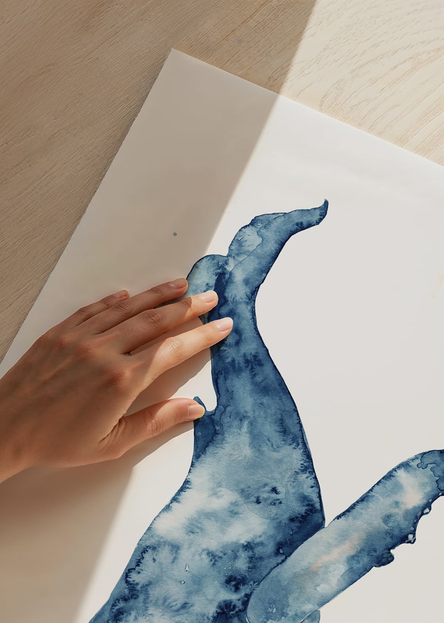 Akvarellillustration av blåval med vita och blå toner-12