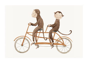 Poster Monkey Bicycle