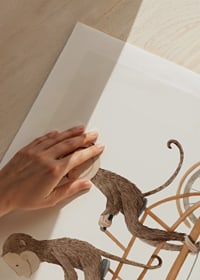 Illustration of two monkeys riding tandem bikes against light background-9