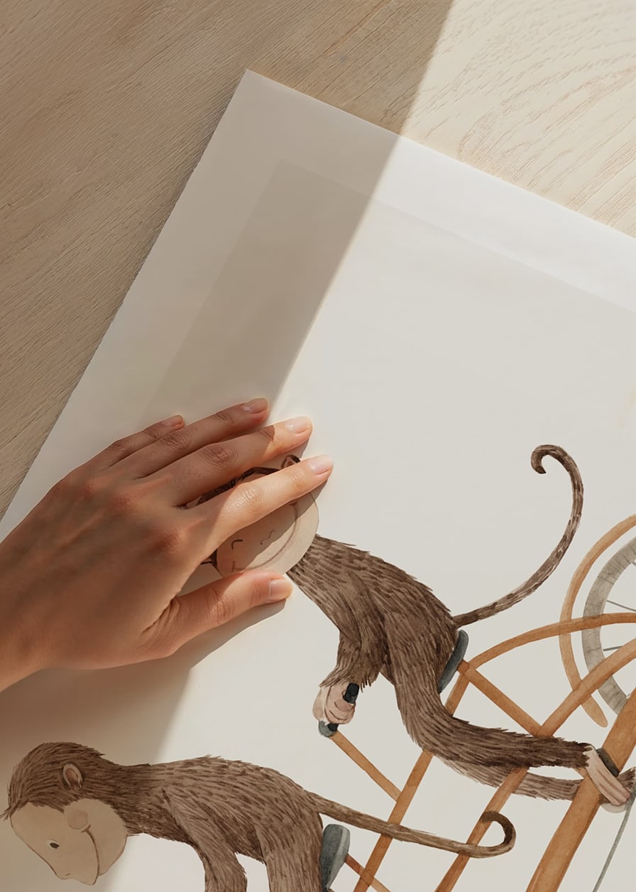 Illustration of two monkeys riding tandem bikes against light background-12