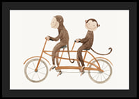 Illustration of two monkeys riding tandem bikes against light background-4