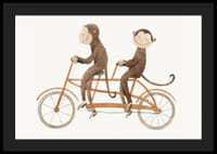 Ilustracja przedstawiająca dwie małpy jadące na rowerach tandemowych na jasnym tle-4