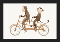Illustration of two monkeys riding tandem bikes against light background-5