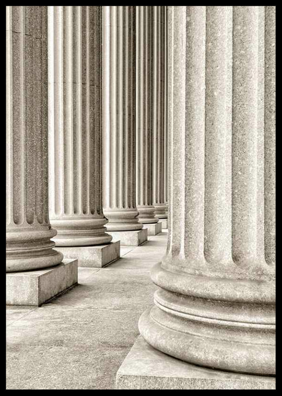 Photograph of classic stone columns in beige and gray tones-12