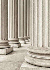 Photograph of classic stone columns in beige and gray tones-7