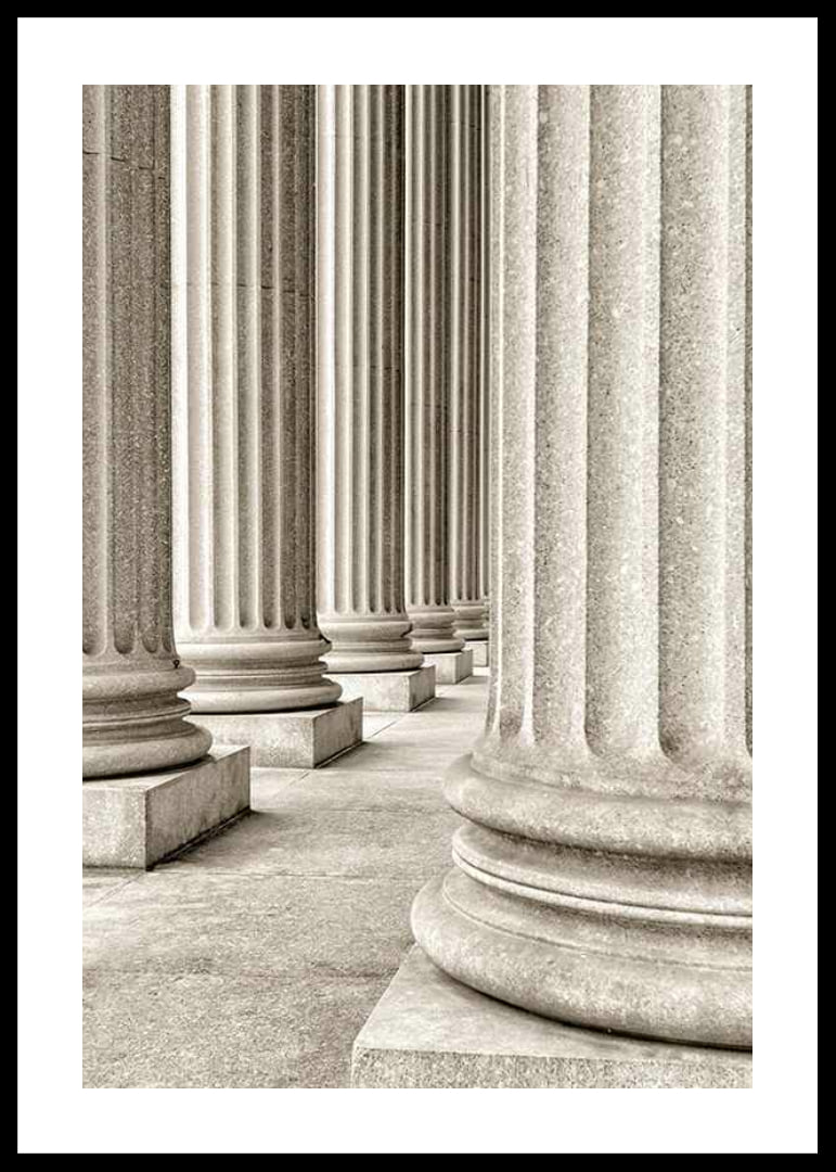 Photograph of classic stone columns in beige and gray tones-12