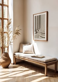 Photograph of classic stone columns in beige and gray tones-8