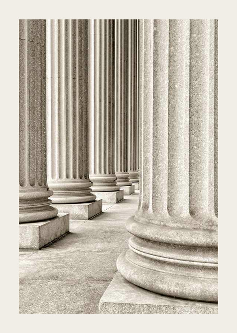 Photograph of classic stone columns in beige and gray tones-12