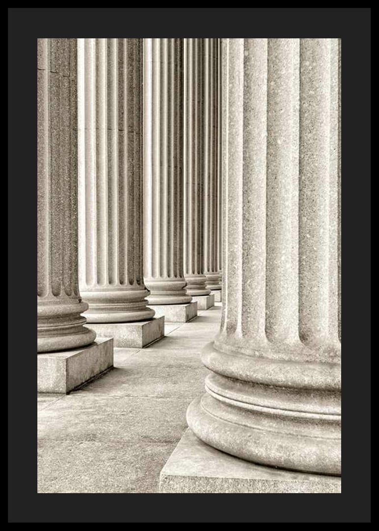 Photograph of classic stone columns in beige and gray tones-12