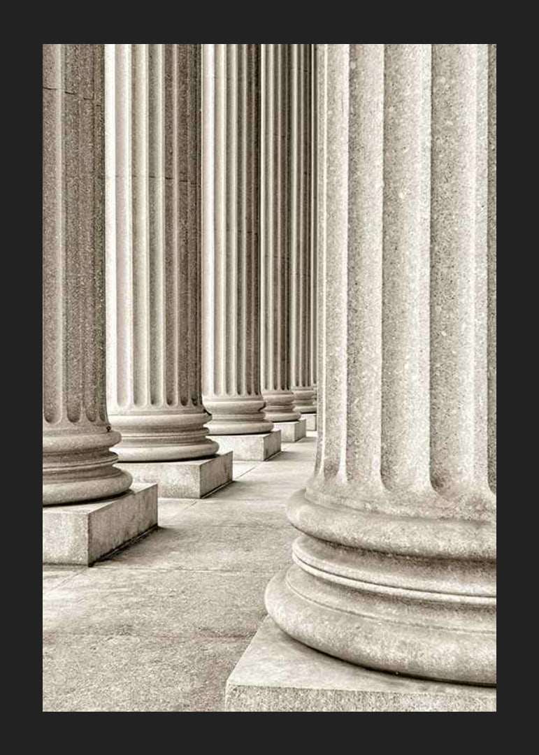 Photograph of classic stone columns in beige and gray tones-12
