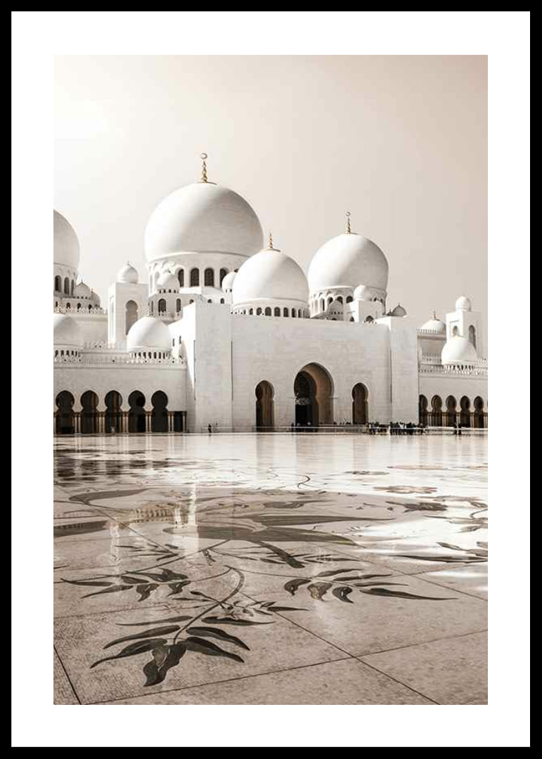 Fotografi av Sheikh Zayed-moskéns vita kupoler och marmor-12