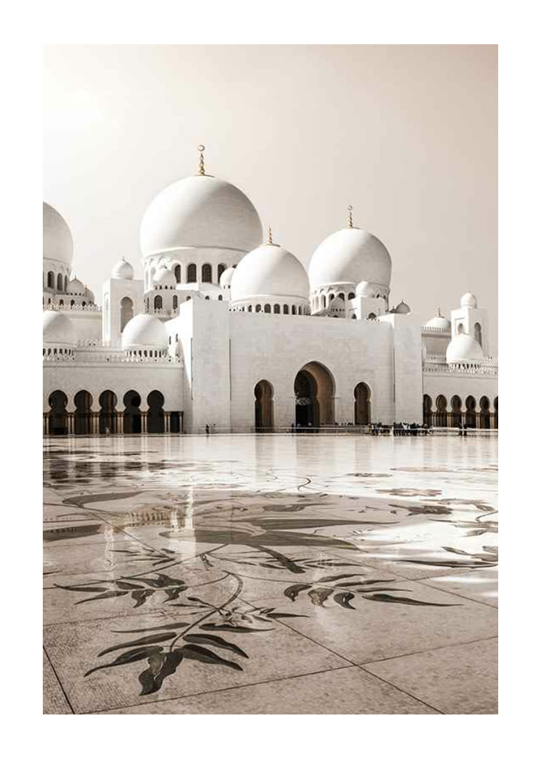Fotografi av Sheikh Zayed-moskéns vita kupoler och marmor-12