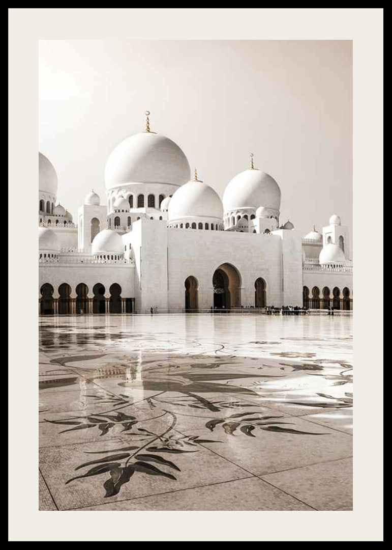 Fotografi av Sheikh Zayed-moskéns vita kupoler och marmor-12