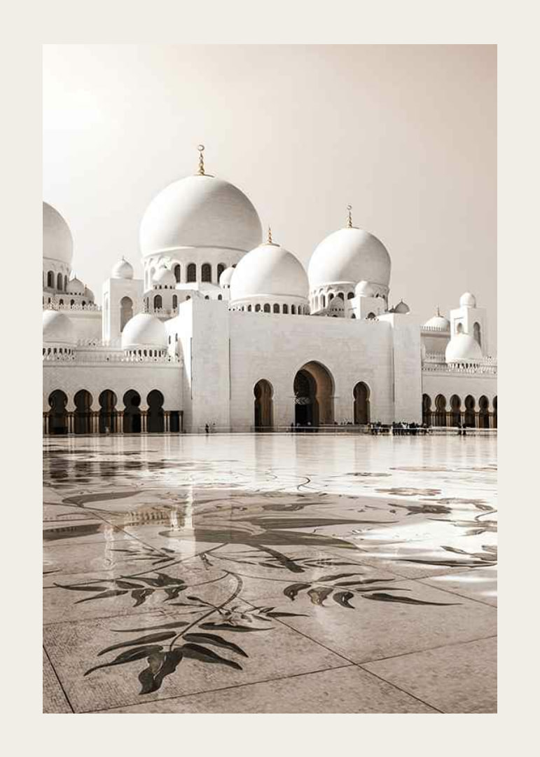 Fotografi av Sheikh Zayed-moskéns vita kupoler och marmor-12