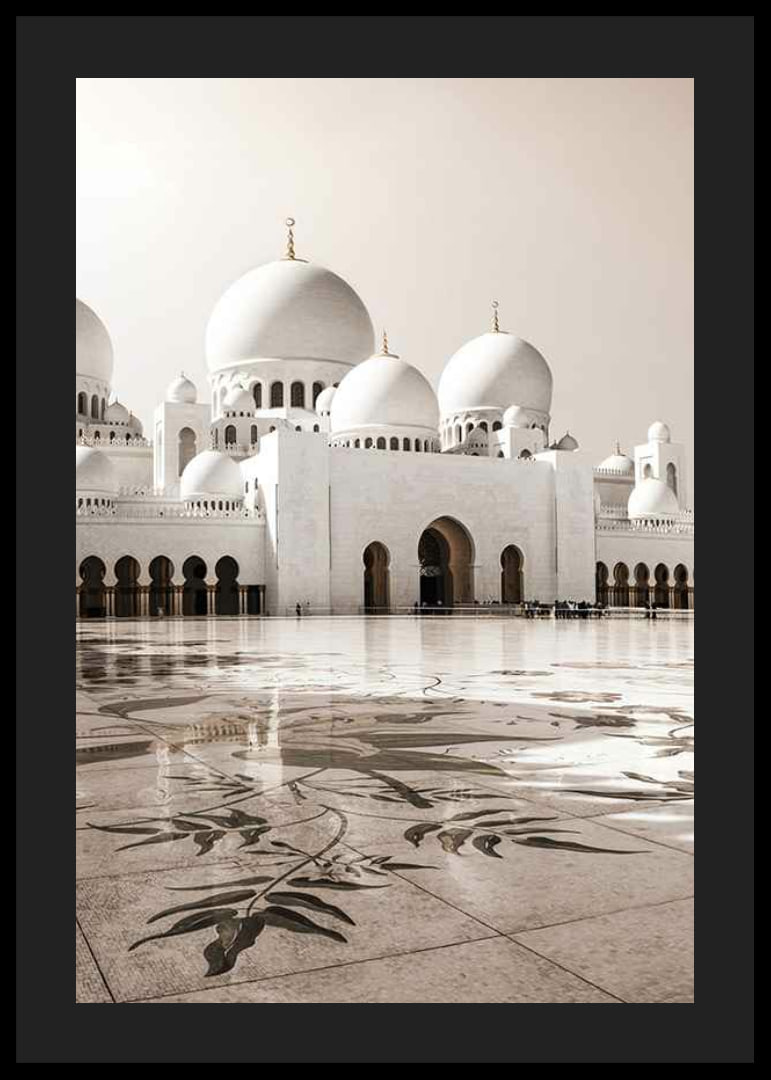 Fotografi av Sheikh Zayed-moskéns vita kupoler och marmor-12