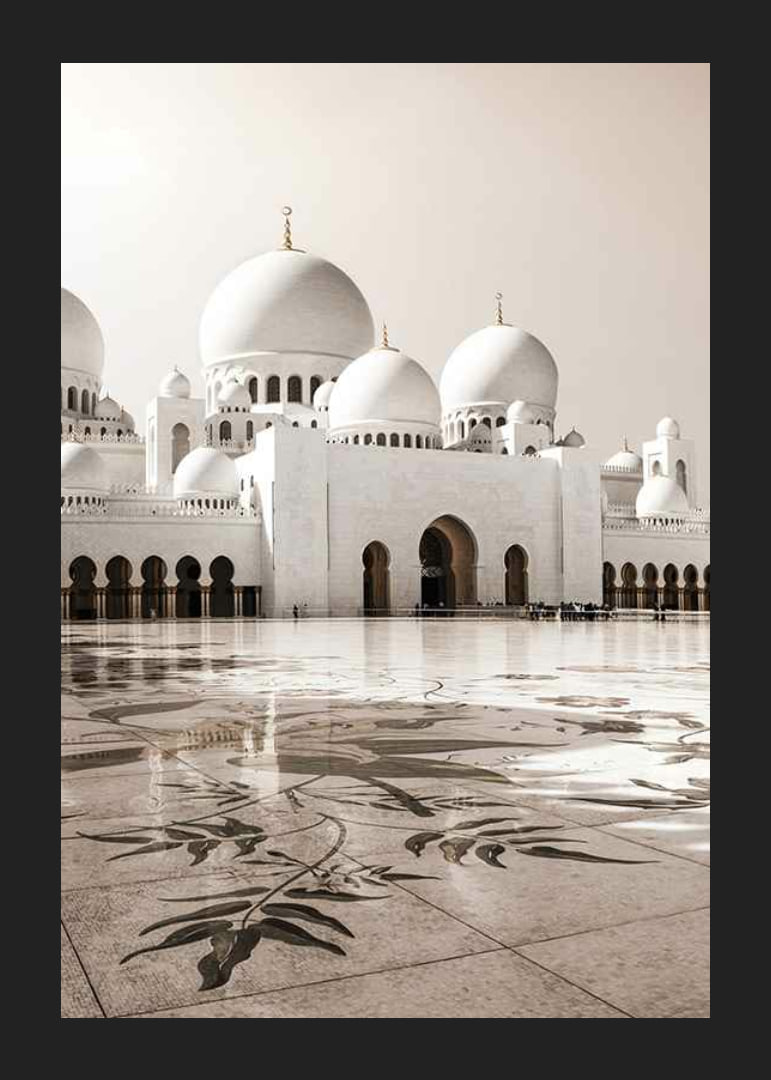 Fotografi av Sheikh Zayed-moskéns vita kupoler och marmor-12