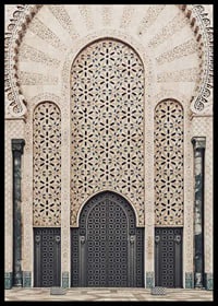 Photograph of decorative Arabic style entrance with patterned doors-6