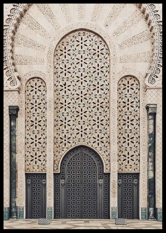 Photograph of decorative Arabic style entrance with patterned doors-12
