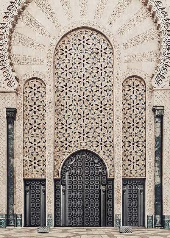 Photograph of decorative Arabic style entrance with patterned doors-12