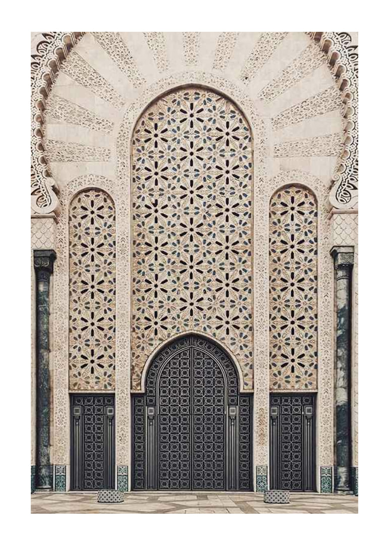 Photograph of decorative Arabic style entrance with patterned doors-12