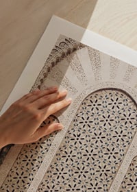 Photograph of decorative Arabic style entrance with patterned doors-9