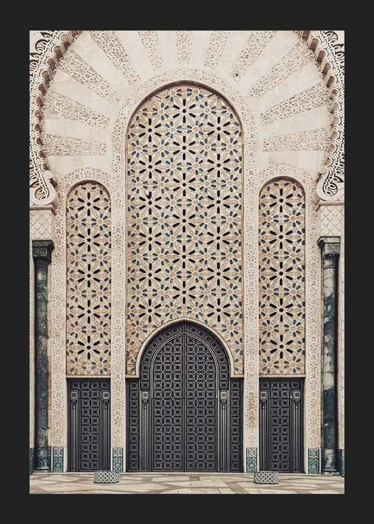 Photograph of decorative Arabic style entrance with patterned doors-12