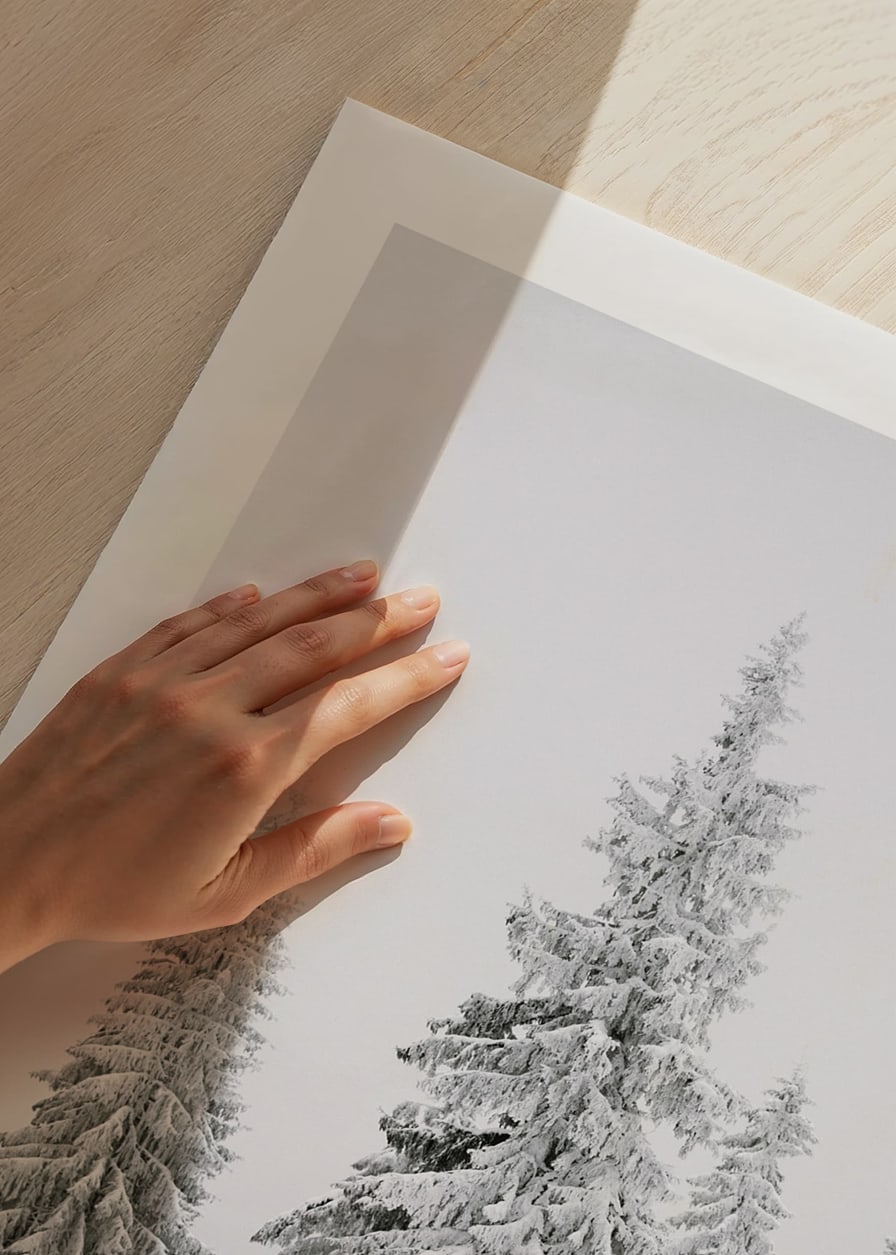 Fotografi av snötäckta granar på sluttande vinterskog-12