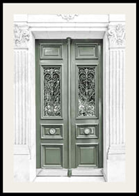 Photograph of green double door with decorative wrought iron-2