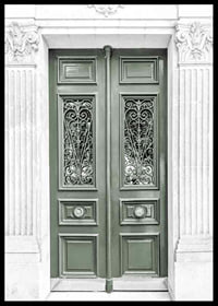Photograph of green double door with decorative wrought iron-6