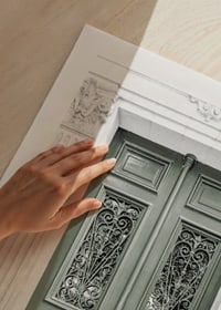 Photograph of green double door with decorative wrought iron-9