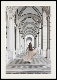 Photograph of woman in beige dress under arches-2