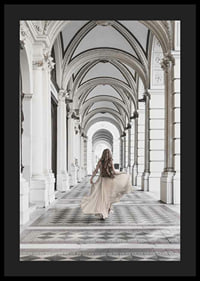 Photograph of woman in beige dress under arches-4