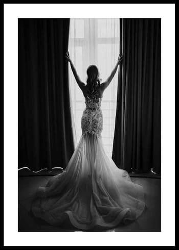 Poster Woman Opening Curtains