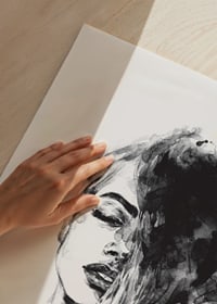 Abstract watercolor portrait of woman in black and white-9
