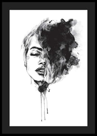 Abstract watercolor portrait of woman in black and white-4