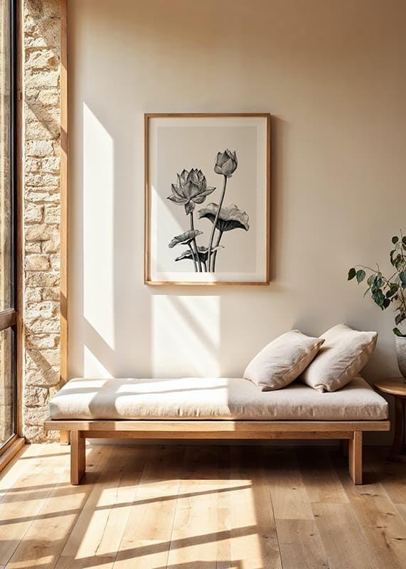 Detaljerad svartvit illustration av lotusblommor och blad-12