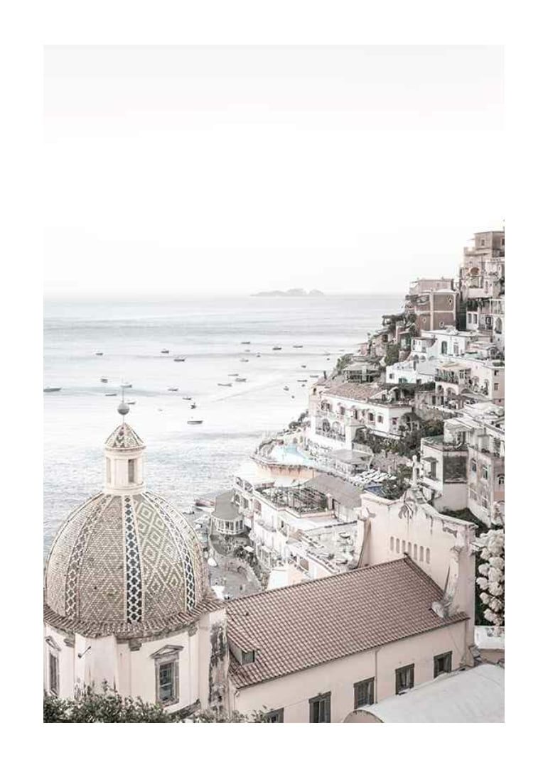 Fotografi av pastellfärgade hus i Positano vid havet-12