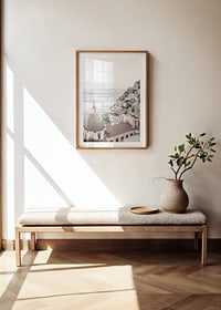 Fotografi av pastellfärgade hus i Positano vid havet-8