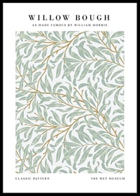 Classic, dense pattern with curved, narrow willow leaves in various shades of green on a light background-0