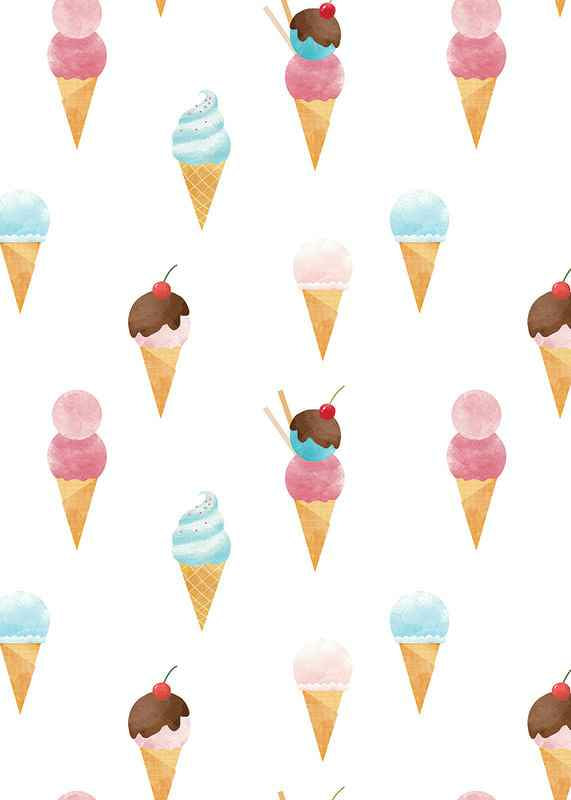 Watercolor illustration of ice creams in pastel colors on white-12