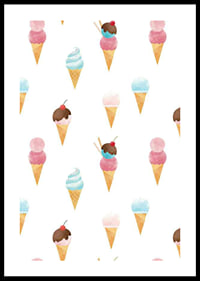 Watercolor illustration of ice creams in pastel colors on white-0