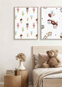 Watercolor illustration of ice creams in pastel colors on white-8