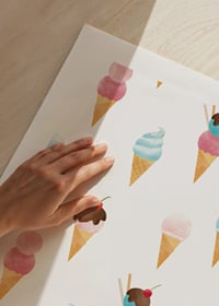 Watercolor illustration of ice creams in pastel colors on white-9
